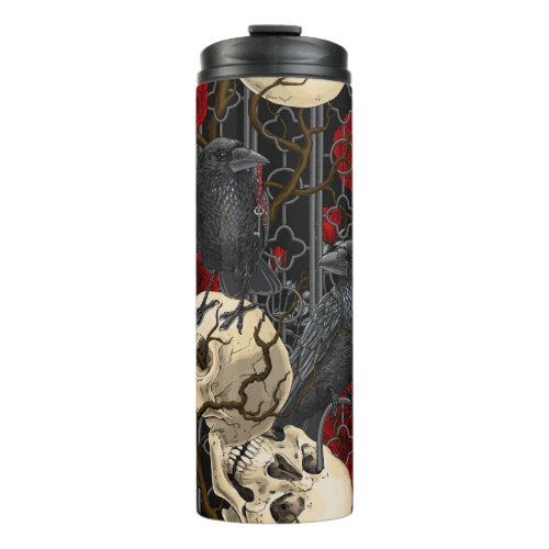 Ravens secret Dark and moody gothic illustration Thermal Tumbler