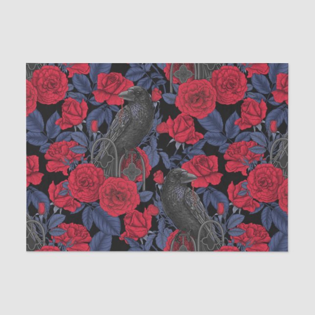 Raven's secret. Dark and moody gothic illustration Tissue Paper (Front)