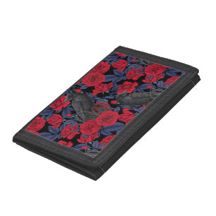 Raven's secret. Dark and moody gothic illustration Tri-fold Wallet