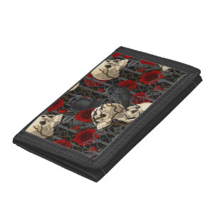 Raven's secret. Dark and moody gothic illustration Trifold Wallet