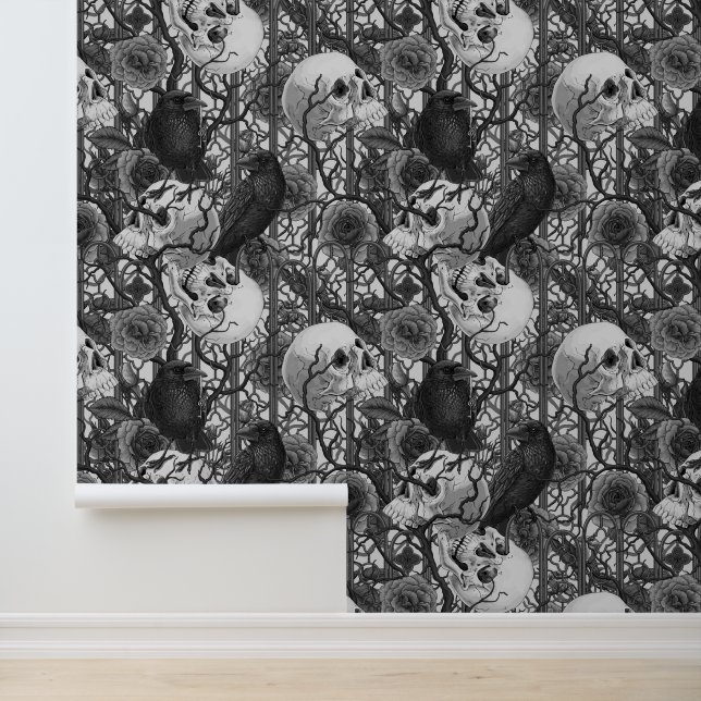 Raven's secret. Dark and moody gothic illustration Wallpaper (Application)