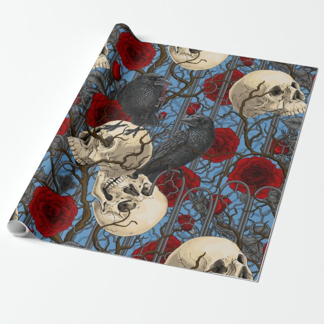 Raven's secret. Dark and moody gothic illustration Wrapping Paper (Unrolled)