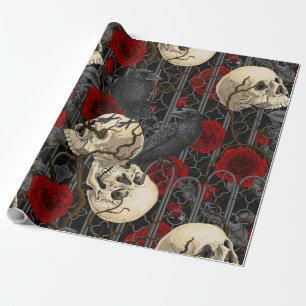 Raven's secret. Dark and moody gothic illustration Wrapping Paper