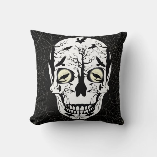 Ravens Skull Skeleton Pillow Home Decor