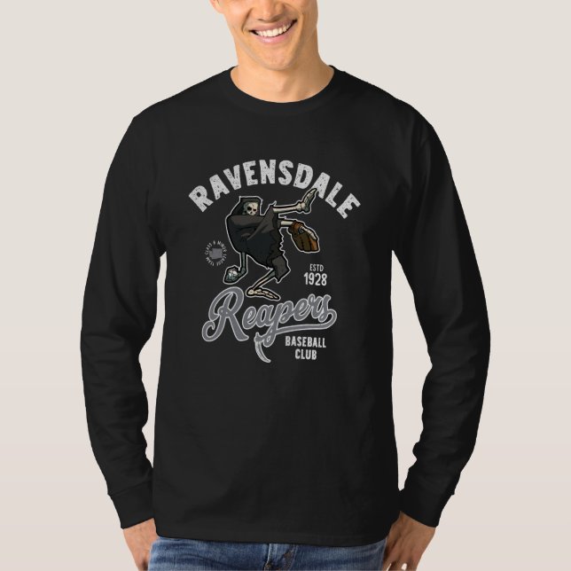 Ravensdale Grim Reapers Retro Minor League Basebal T-Shirt (Front)