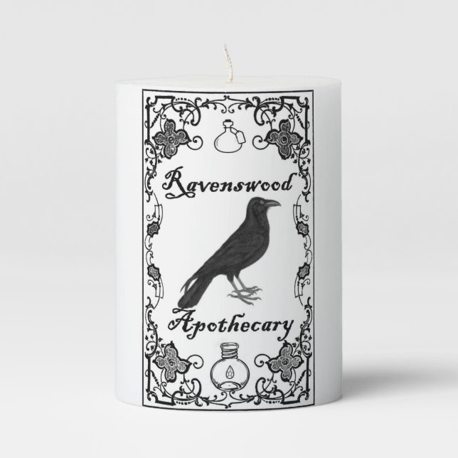 Ravenswood Apothecary Pillar Candle (Front)