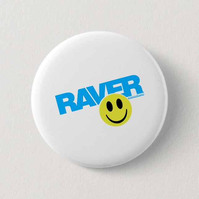 Raver Smilie - DJ Clubbing Rave Party Music Button (Front)