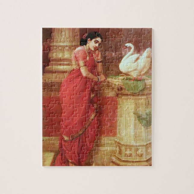 Ravi Varma Paintings-Hamsa Dhayamthi Jigsaw Puzzle (Vertical)