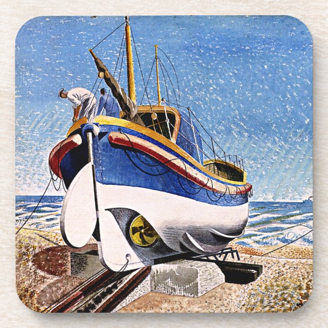 Ravilious - Lifeboat at Aldeburgh Beverage Coaster (Front)