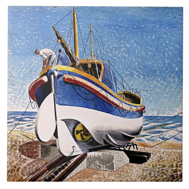 Ravilious - Lifeboat at Aldeburgh Ceramic Tile (Front)