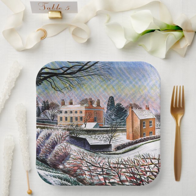Ravilious - Vicarage in Winter Paper Plates (Wedding)