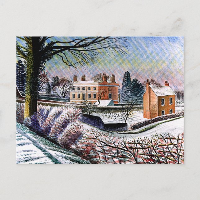Ravilious - Vicarage in Winter Postcard (Front)