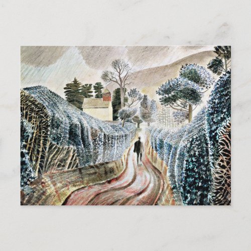 Ravilious _ Wet Afternoon Church of St Mary Postcard