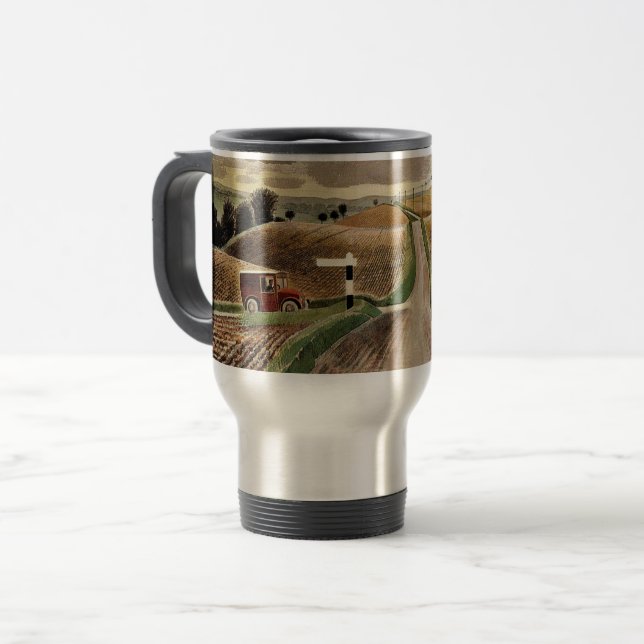 Ravilious--Wiltshire Landscape, fine art painting Travel Mug (Front Left)