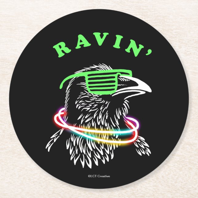Ravin' Round Paper Coaster (Front)