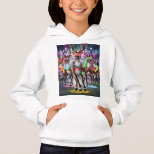 Raving Reindeer: Neon Christmas Party Vibes Hoodie