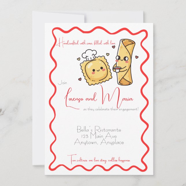 Ravioli Filipino Ravioli & Lumpia Food Engagement Invitation (Front)