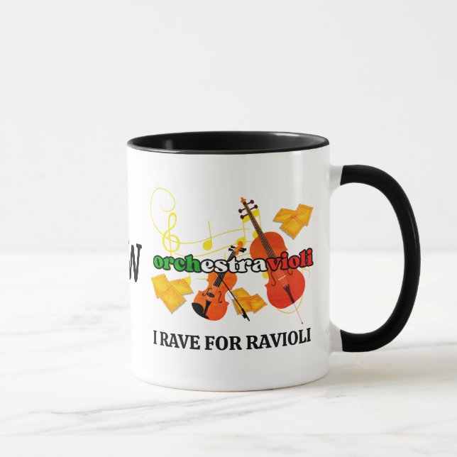 Ravioli Pasta ORCHESTRAVIOLI Italian Colors Music Mug (Right)