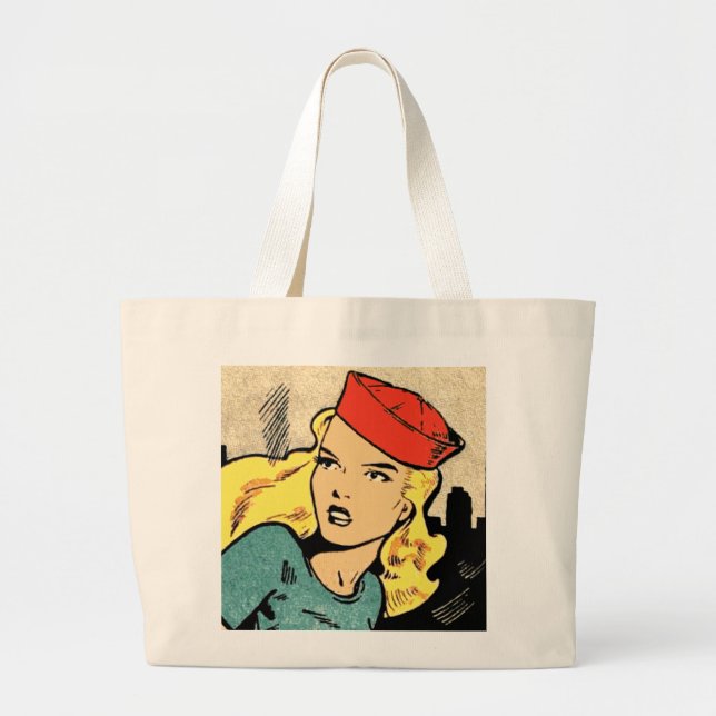 Ravishing Blond Comic Book Heroine Large Tote Bag (Front)
