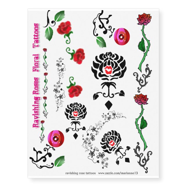 Ravishing Roses Floral Tattoos Body Art (Front)