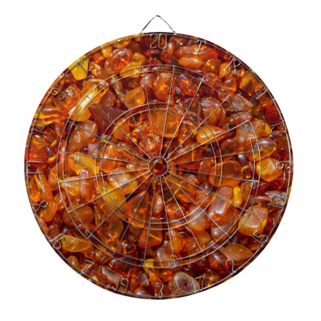 Raw amber pebbles dart board (Front)