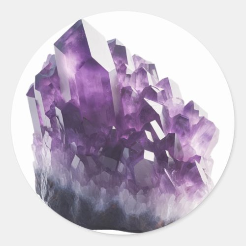 Raw Amethyst Purple Calming Crystal Metaphysical  Classic Round Sticker