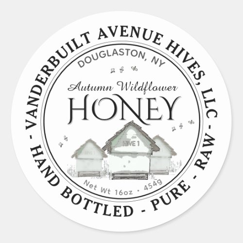 Raw Autumn Wildflower Honey Hives Little Bees Clas Classic Round Sticker