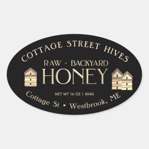 Raw Backyard Hives Gold Embossed Text Honey Label