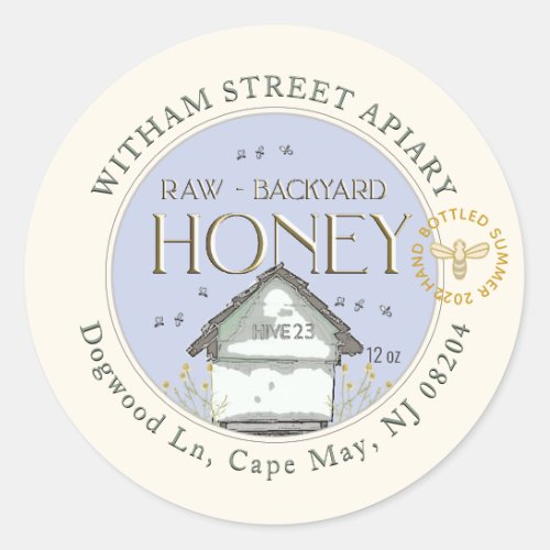 Raw Backyard Honey Hives with Bees  Date Classic Round Sticker