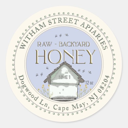 Raw Backyard Honey Hives with Bees Label 