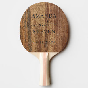 Raw Cedar Wood Couple Names with Wedding Date Ping Pong Paddle