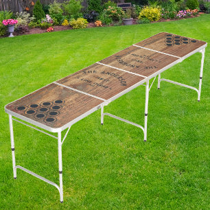 Raw Cedar Wood Vintage Seaside Family Name Beer Pong Table