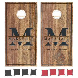 Raw Cedar Wood with Name & Initial Overlay Cornhole Set