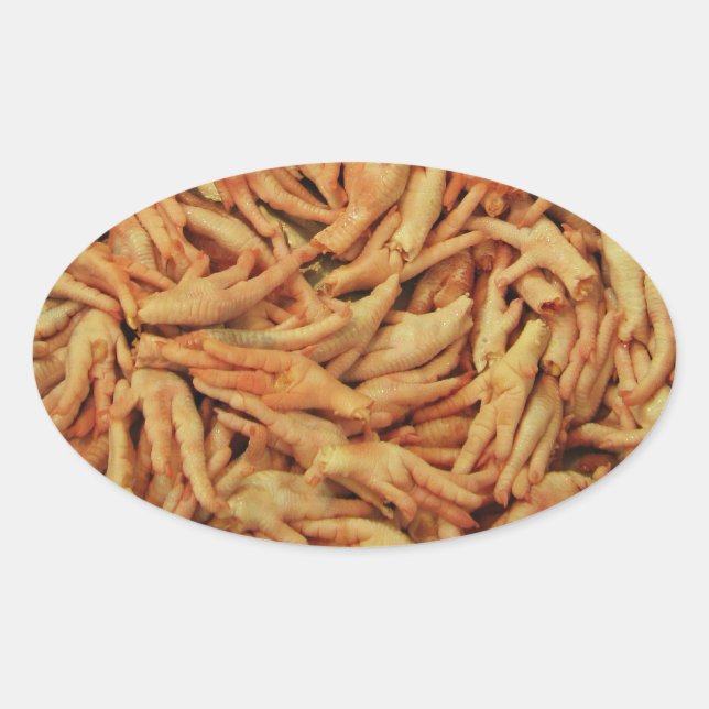 Raw Chicken Feet Oval Sticker (Front)