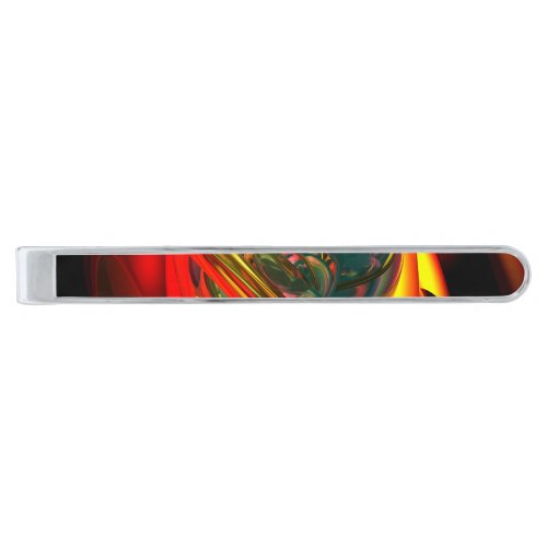 Raw Fury Abstract Silver Finish Tie Clip