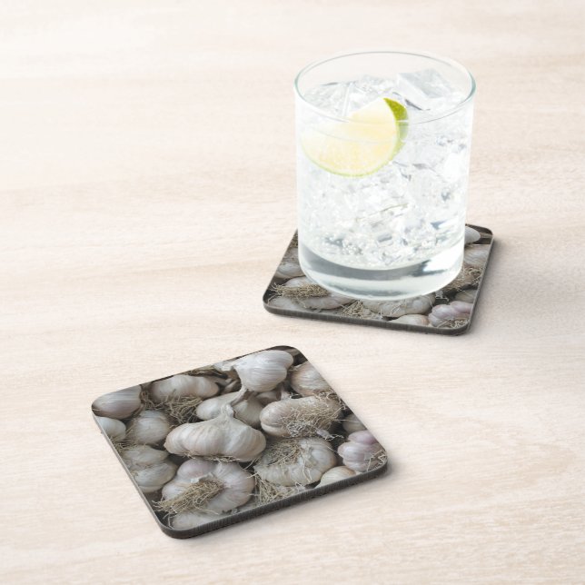 Raw Garlic Seasoning Healthy Food Wallpaper Drink Coaster (Right Side)