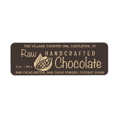 Raw Handcrafted Chocolate Gold Cacao Bean on Brown Label