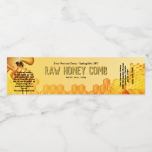 Raw Honey Comb Box Wrap Around Gold Label