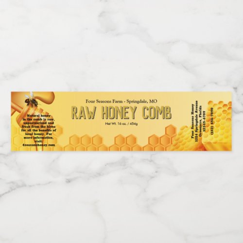 Raw Honey Comb Box Wrap Around Gold Label