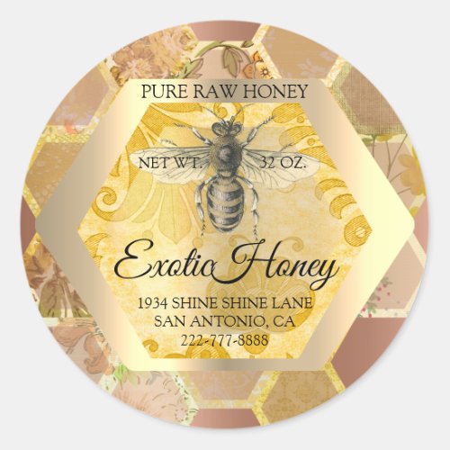 Raw Honey Jar Honeybee Honeycomb Bee Apiary VIP Classic Round Sticker