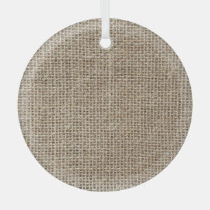 Raw Linen: Natural Textured Fabric. Glass Ornament