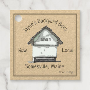 Raw Local Honey Neck Tag Kraft-colored