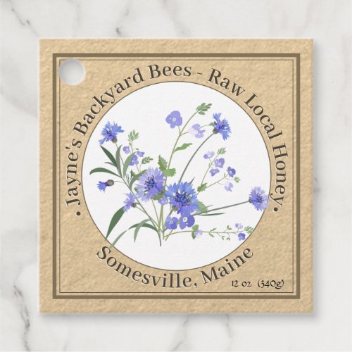 Raw Local Honey Neck Tag Kraft Wildflower 