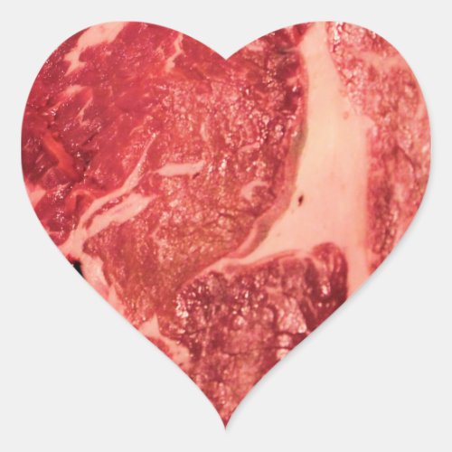 Raw Meat Ribeye Steak Heart Sticker