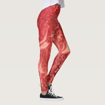 Raw Meat Ribeye Steak Leggings by FlowstoneGraphics at Zazzle