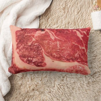 Raw Meat Ribeye Steak Lumbar Pillow by FlowstoneGraphics at Zazzle