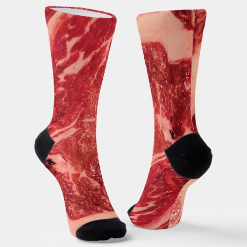 Raw Meat Ribeye Steak Socks