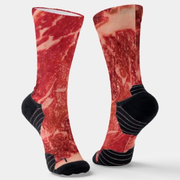 Raw Meat Ribeye Steak Socks by FlowstoneGraphics at Zazzle