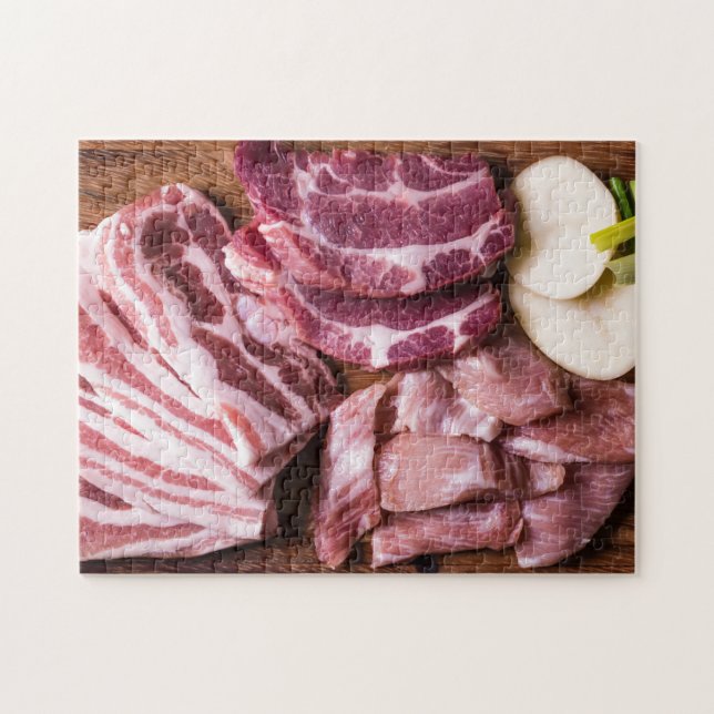 Raw Meat Steaks Chops Bacon Jigsaw Puzzle (Horizontal)