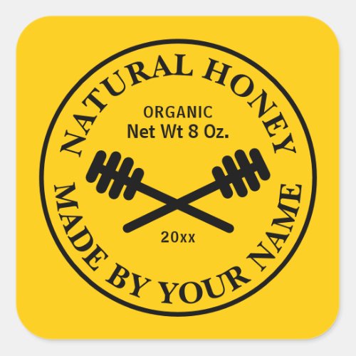 Raw organic honey jar sticker template